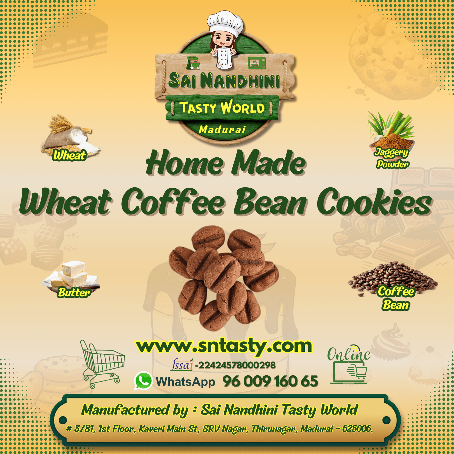 Wheat Coffee Bean Cookies